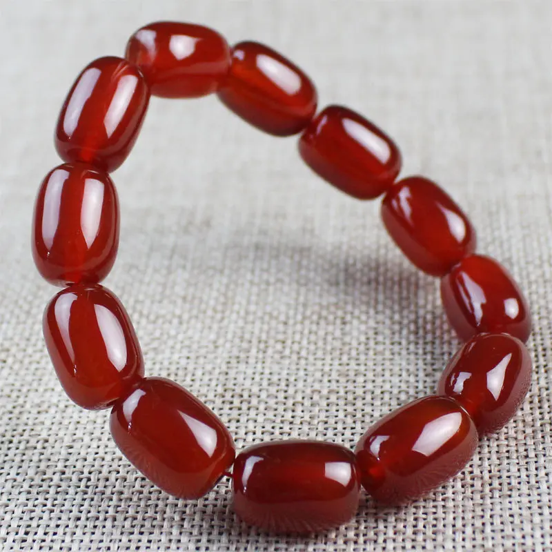 Natural Red Agate Bucket Bead Bracelet Men's and Women's Benmingnian Simple and Versatile Bracelet Jewelry