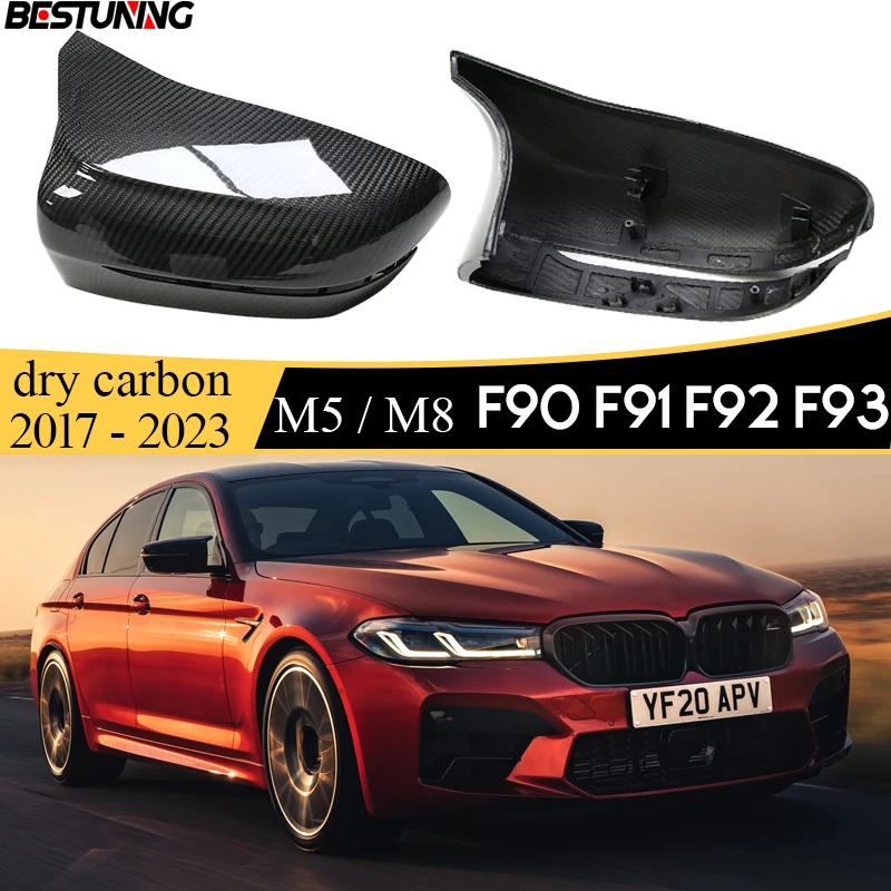 

1 пара сухого углерода CF боковой зеркальный корпус для BMW 2017 - 2022 F90 M5 & 2018 - 2023 (F91 F92 F93) M8 (только для моделей LHD)