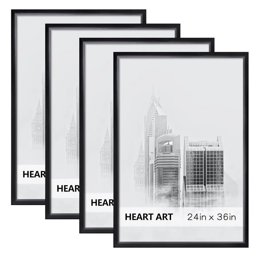 

24 x 36 Poster Frame 4 Pack,24x36 Frame without Mat for Horizontal or Vertical Wall Mounting,Black