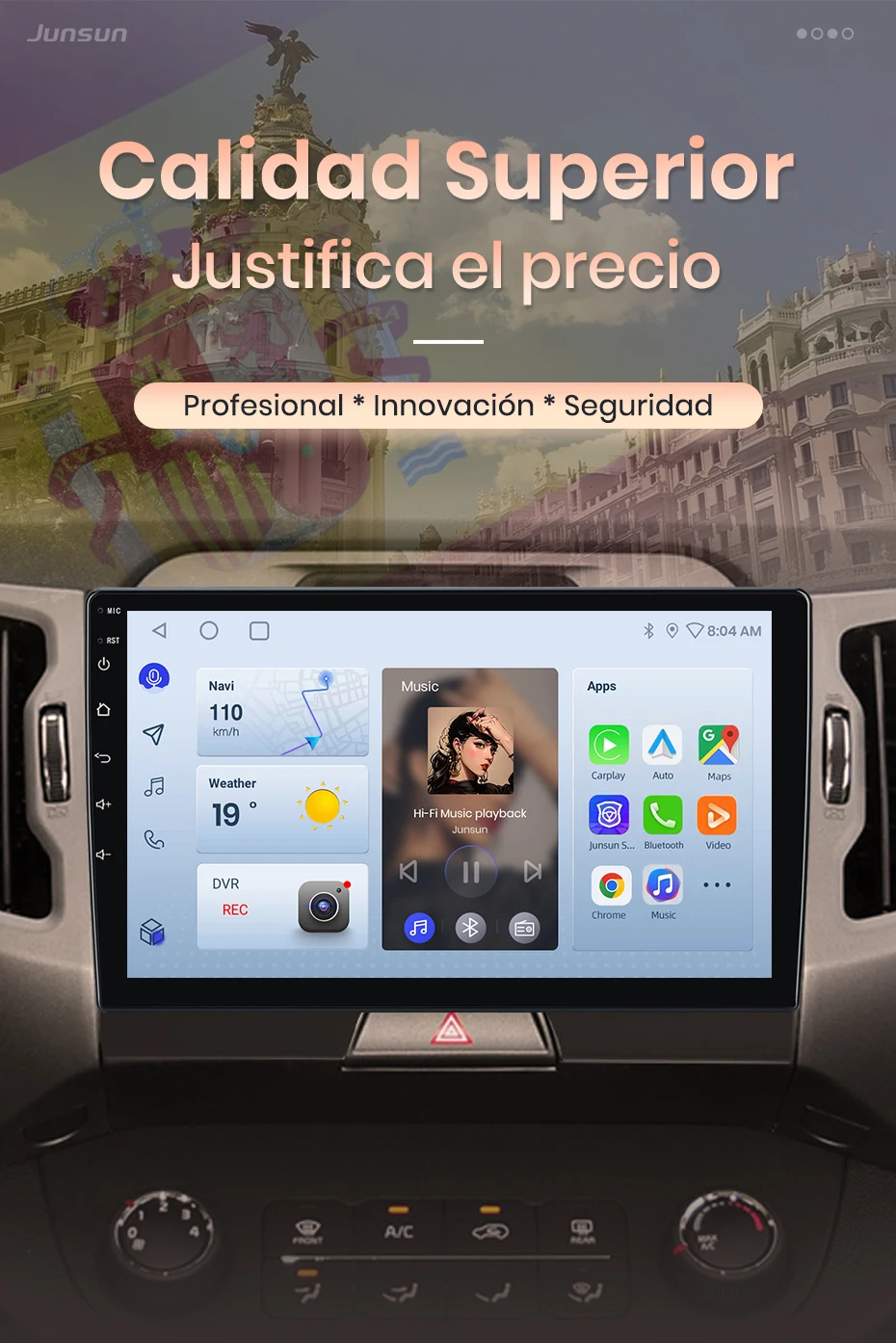Junsun Autoradio für Kia Sportage 3 2010-2016, kabelloses CarPlay, Android Auto, intelligente Systeme, IPS-Touchscreen, DSP, GPS-Navigation, WLAN, DAB+, RDS, FM/RAM, BT, SWC, Plug-and-Play, 2DIN, WLAN, 4G, Multimedia-Stereoanlage – Detail 2