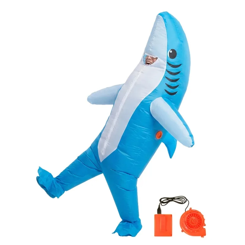 Adult Blue Shark Inflatable Costume Men’s & Women’s Halloween Costume  Adult Carnival Performance Costume Funny Party Prop - view 3