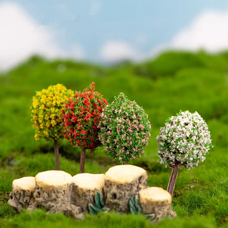 10Pcs Microlandscape Simulatio Plastic Trees DIY Iawn Rockery Table Decoration Materials Mini Horticulture Handwork Manufacture