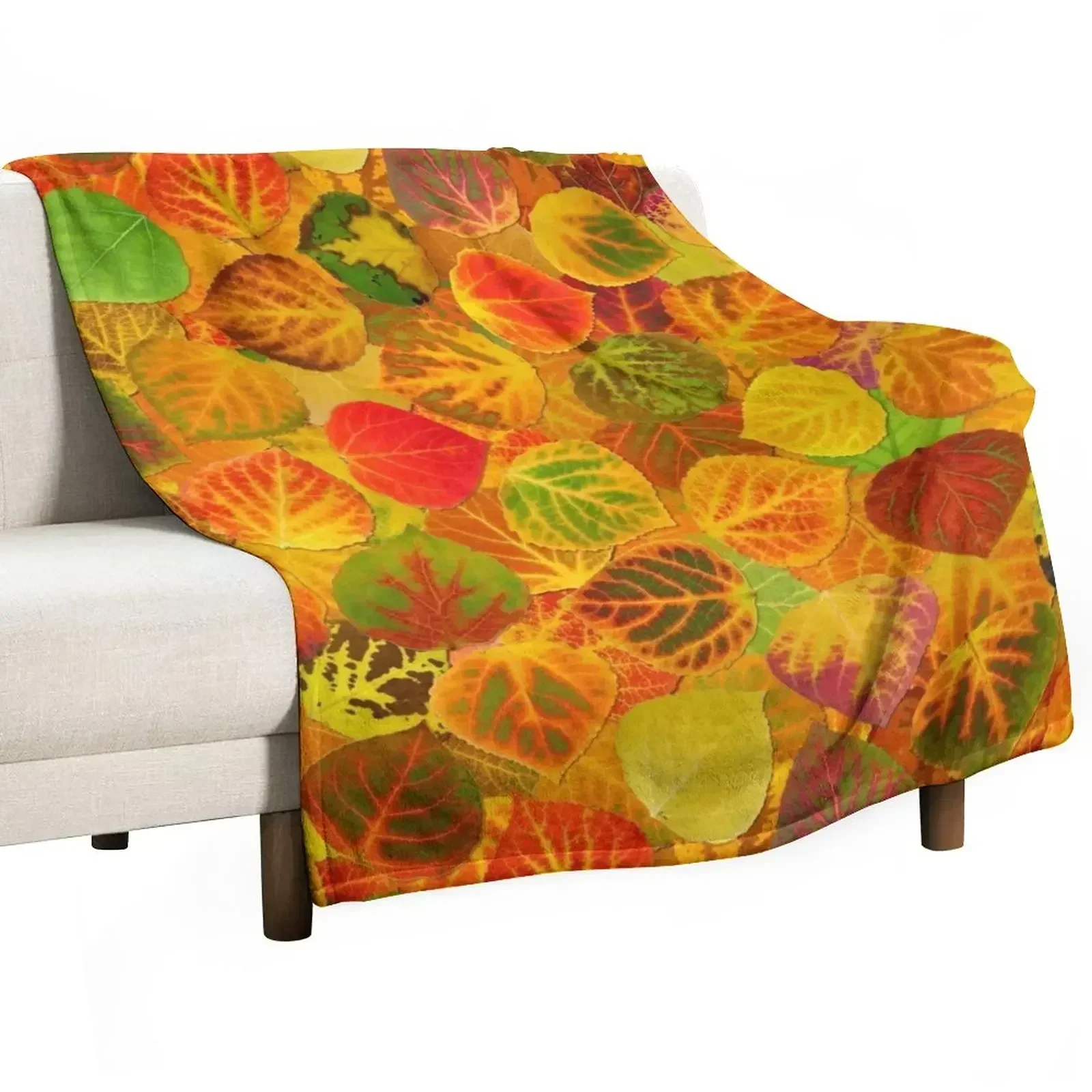 Aspen Leaves collage solid medley seamless 1 Throw Blanket Extra Large Throw Personalized Gift Blankets