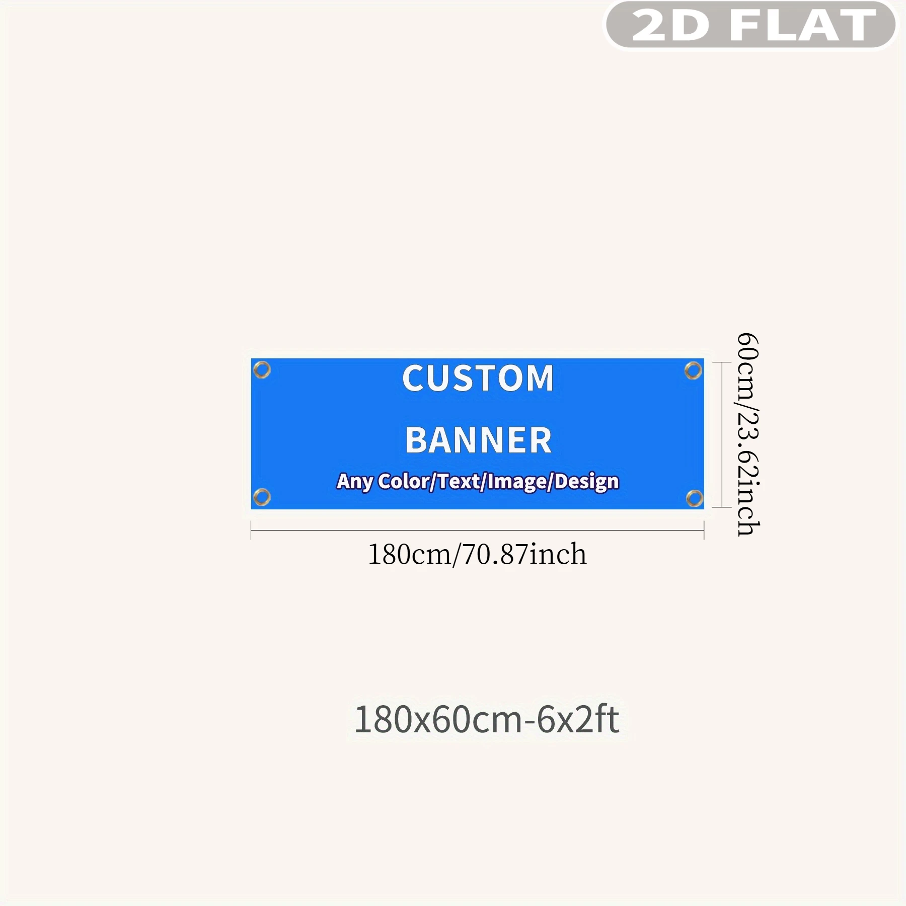 1 Stück 2D FLACHES Individuelles Polyester-Banner für Innen- & Außendekoration - mit 4 Metallösen, Viele Größen, Perfekt für Heimdekoration