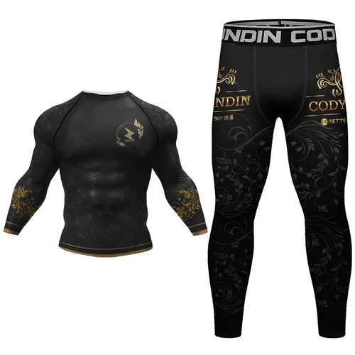 Imagen 2 del producto Ropa deportiva CODY Bjj jiu jitsu Rash Guard, pantalones cortos MMA, ropa de combate, traje con protección solar Uv, traje deportivo para correr