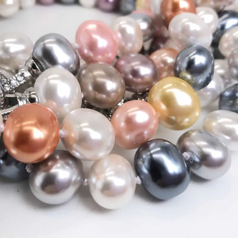 Multiple colors Elegant Classic Jewelry 12-15mm Large Shell Pearl Necklace for Women 42-45CM Length sweater chain
