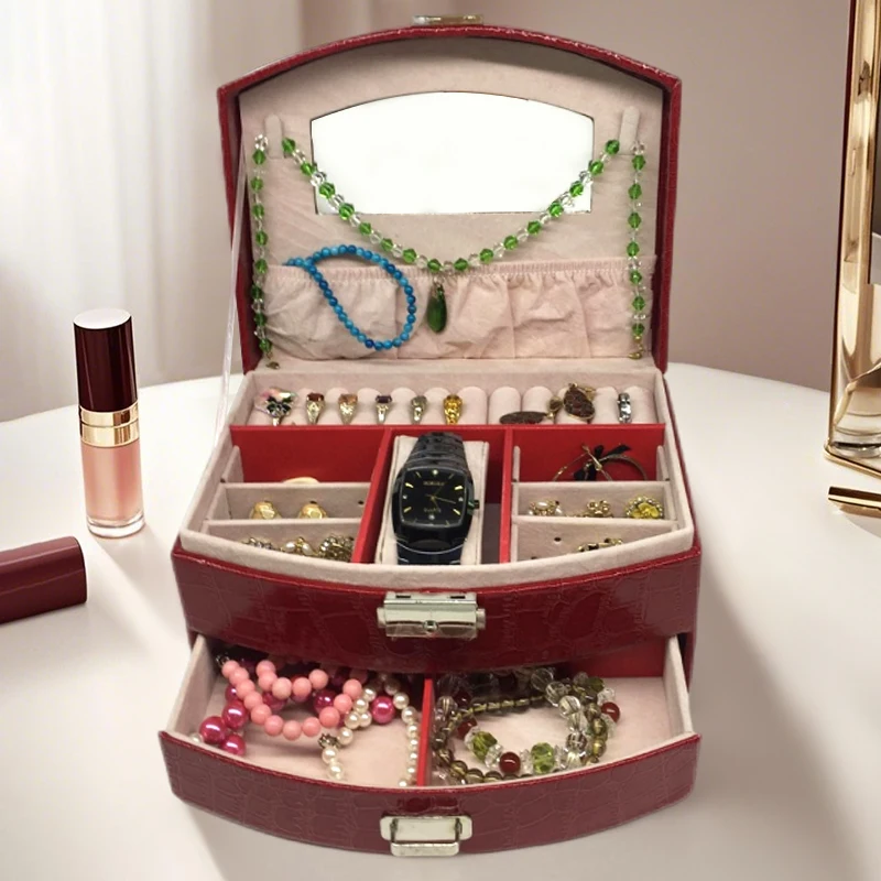 Double Layer Jewelry Box Drawer Style Jewellery Display Storing Organizer For Storing Necklace Ring Earring Fashion Storage Box