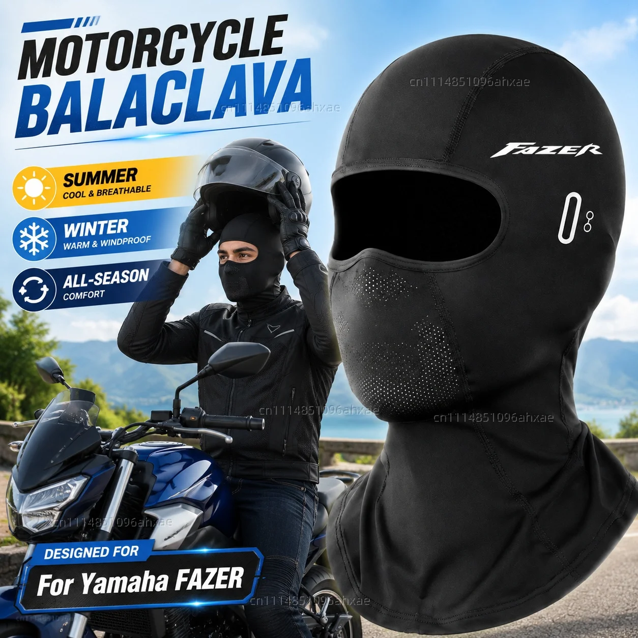 For Yamaha FZ1 FAZER FZ6 FZ6R FZ8 FAZER FZ750 FZR1000 Motorcycle Balaclava Summer Glasses Face Breathable Hole Winter Warm