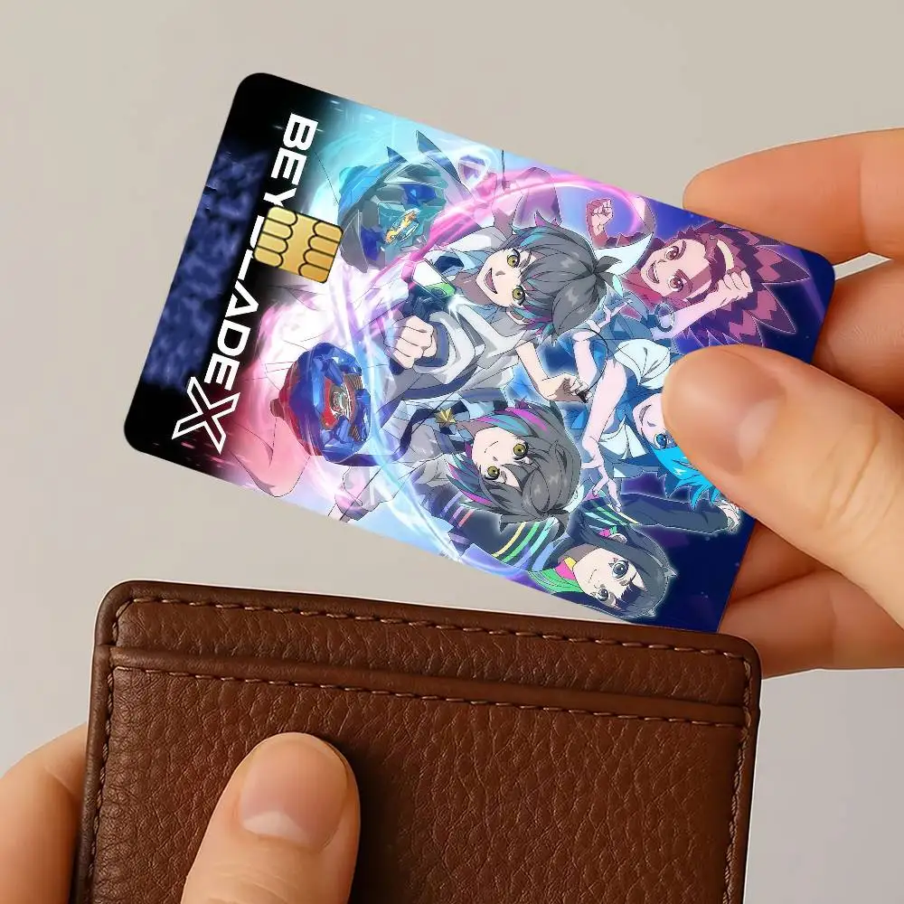 Comic B-Beyblade X Credit Card for Bank Debit Decorative Protection 4PCS Anti-scratch Waterproof Stickers Bus Subway Library