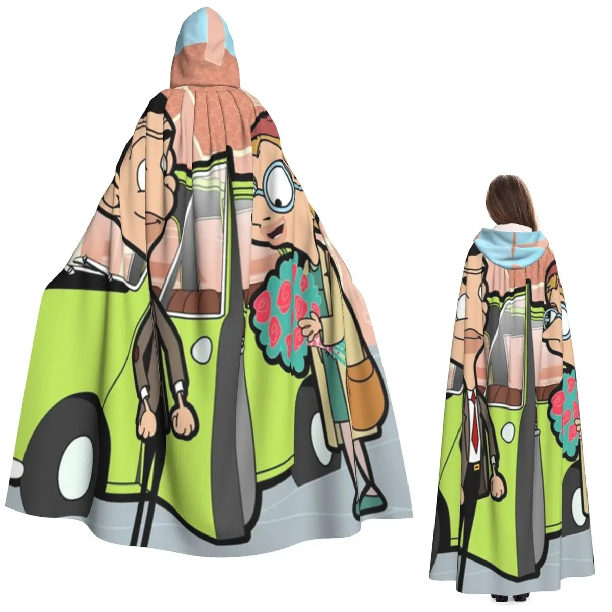 

Длинный плащ с капюшоном Mr Bean, средневековый костюм ведьмы, накидка для косплея, накидка на Хэллоуин, вампир, для взрослых, унисекс