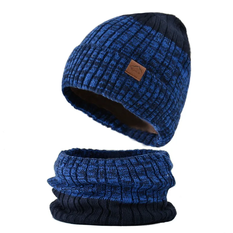 Conjunto de gorro y bufanda de lana para hombre y mujer, conjunto de gorros Unisex para el cuello, pasamontañas, máscara, gorro, capucha, marcas de