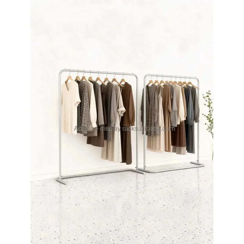 custom.Durable Floor-standing Silver Minimalist Display Stand Is Suitable Clothing Stores and Children's Clothing Stores