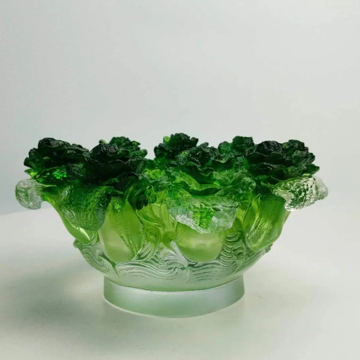 Crystal glass cabbage bowl, trinket decoration, craft wine cabinet, living room bedroom door opening gift