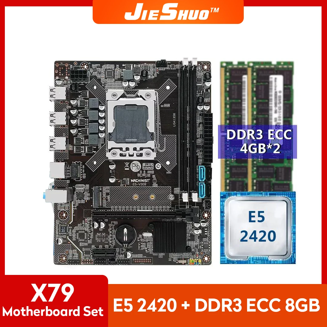 

JIESHUO Mechanic X79 Motherboard Set Kit,1356,Xeon E5,2420,Cpu processor,Ram 2*4gb,ddr3 Ecc,m.2Nvme,LGA 2011