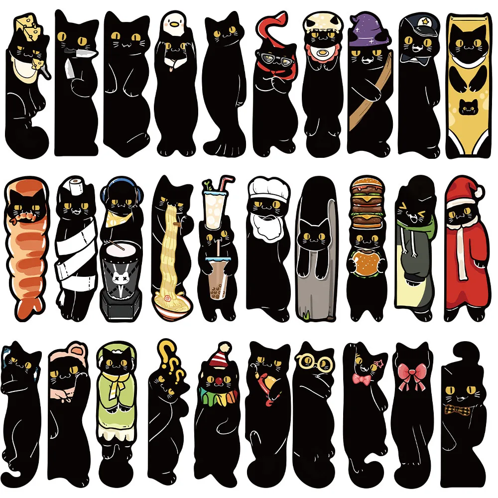 30PCS Cute Black Cat Inside Cat Air Decorative Bookmarks Student Books Page Annotations Gift Decorative Bookmarks