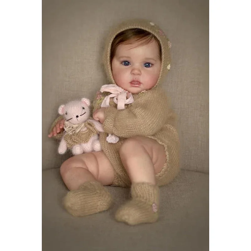 

48CM Reborn Baby Doll Ward Real Picture Lifelike Newborn Baby Doll Handmade 3D Skin Rooted Hair Visible Veins bebe alive