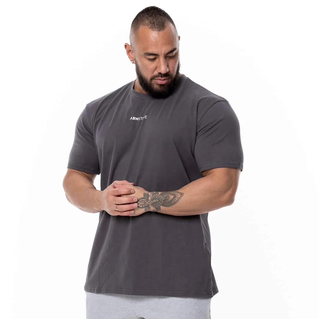 Mens Oversized Fit Short Sleeve T-shirt With Dropped Shoulder Loose Hip Hop Fitness T Shirt Summer Gym Bodybuilding Tops Tees