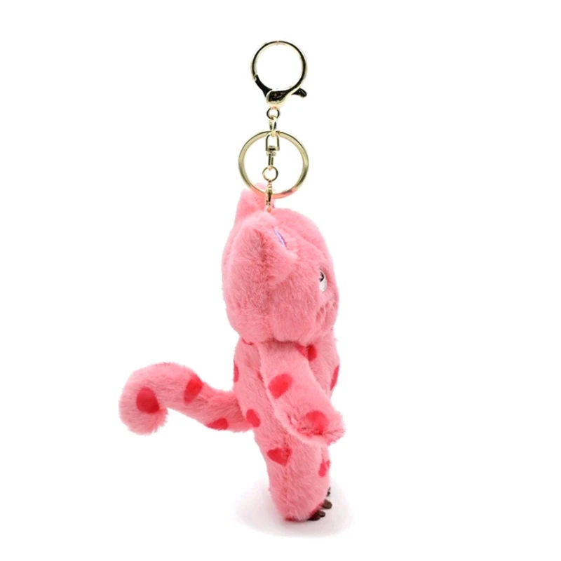 652F Speechless Cat Keychain Plush Mysterious Black Cat Doll Toy Keyring Bag Charm Backpack Decor Car Keys Holder for Couple