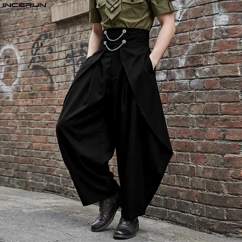 INCERUN Herrenhosen Einfarbige High-Waist-Jogginghosen Unregelmäßige Hosen für Männer Streetwear 2026 Baggy Fashion Casual Pantalones