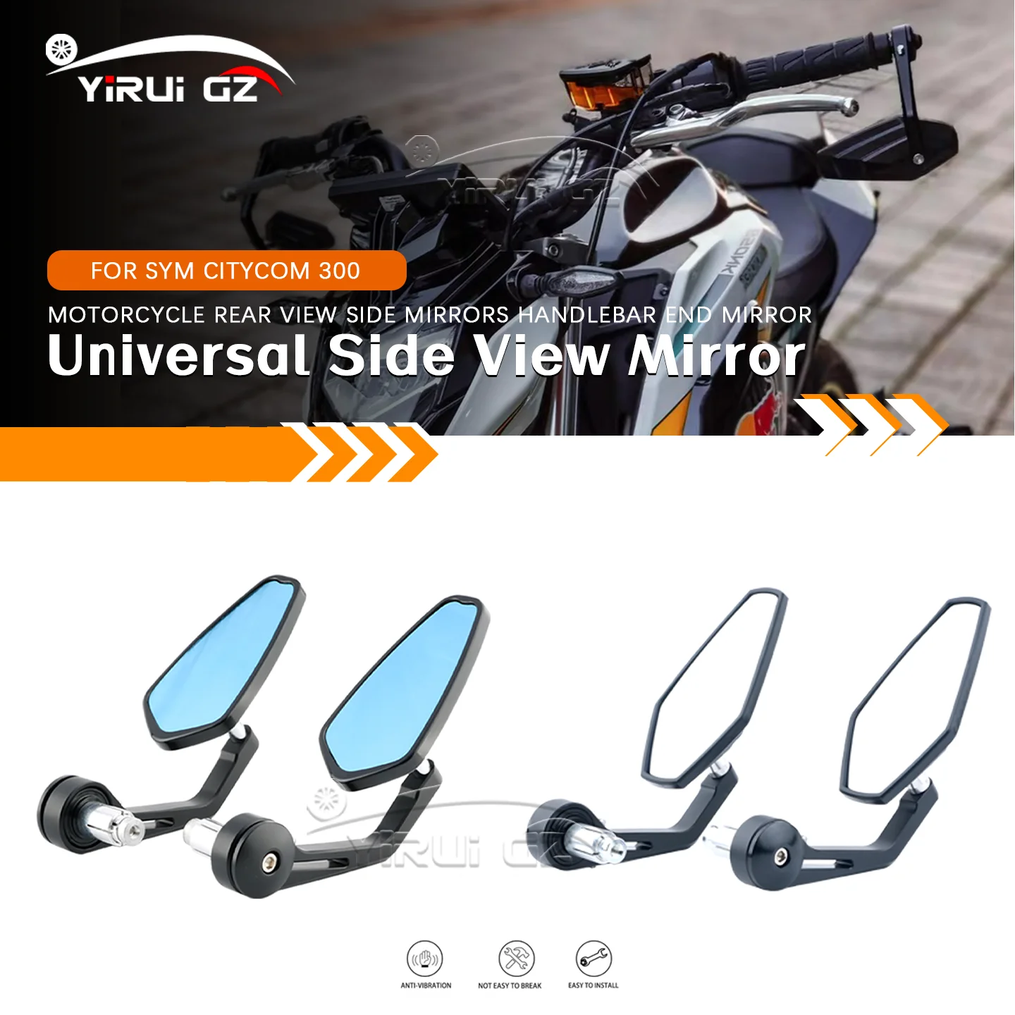 Universal Side View Mirror Motorcycle Rearview Mirror FOR SYM Citycom 300 Motorcycle Mirror 7 / 8