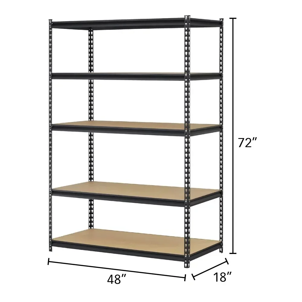 Rejilla para músculos, 72 pulgadas H x 48 pulgadas W x 18 in. Estantería de acero de 5 estantes en negro, D