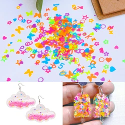 Fluorescência Epoxy Enchimento Borboleta Epoxy Resina Filler Pigment Letter Estrelas Flor Resina Lantejoulas DIY Jóias Fazendo Acessórios