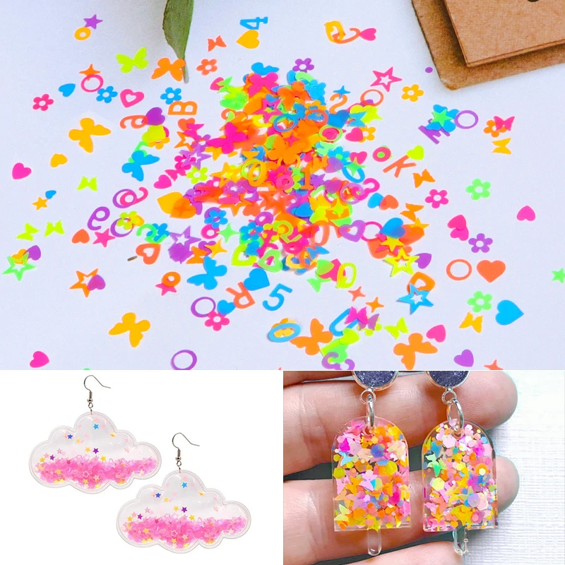 Fluorescencyjne wypełnienie epoksydowe motyl żywica epoksydowa wypełniacz Pigment litera gwiazdy kwiat żywica cekiny DIY akcesoria do wyrobu biżuterii