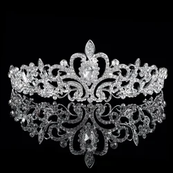 Wedding Hair Tiara Crystal Bridal Tiara Crown Silver Color Diadem Veil Tiaras Wedding Hair Accessories Headpieces Head Jewelry