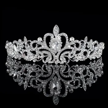 Wedding Hair Tiara Crystal Bridal Tiara Crown Silver Color Diadem Veil Tiaras Wedding Hair Accessories Headpieces Head Jewelry