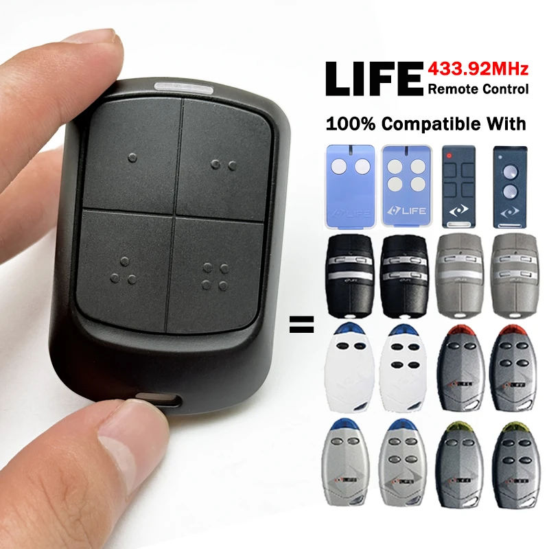 New LIFE 433.92MHz Garage Remote Control Compatible With LIFE DREAM FIDO BRAVO 2 4 FIDO2 VIP2 VIP2R VIP4 VIP4R STAR MAXI2 MAXI4