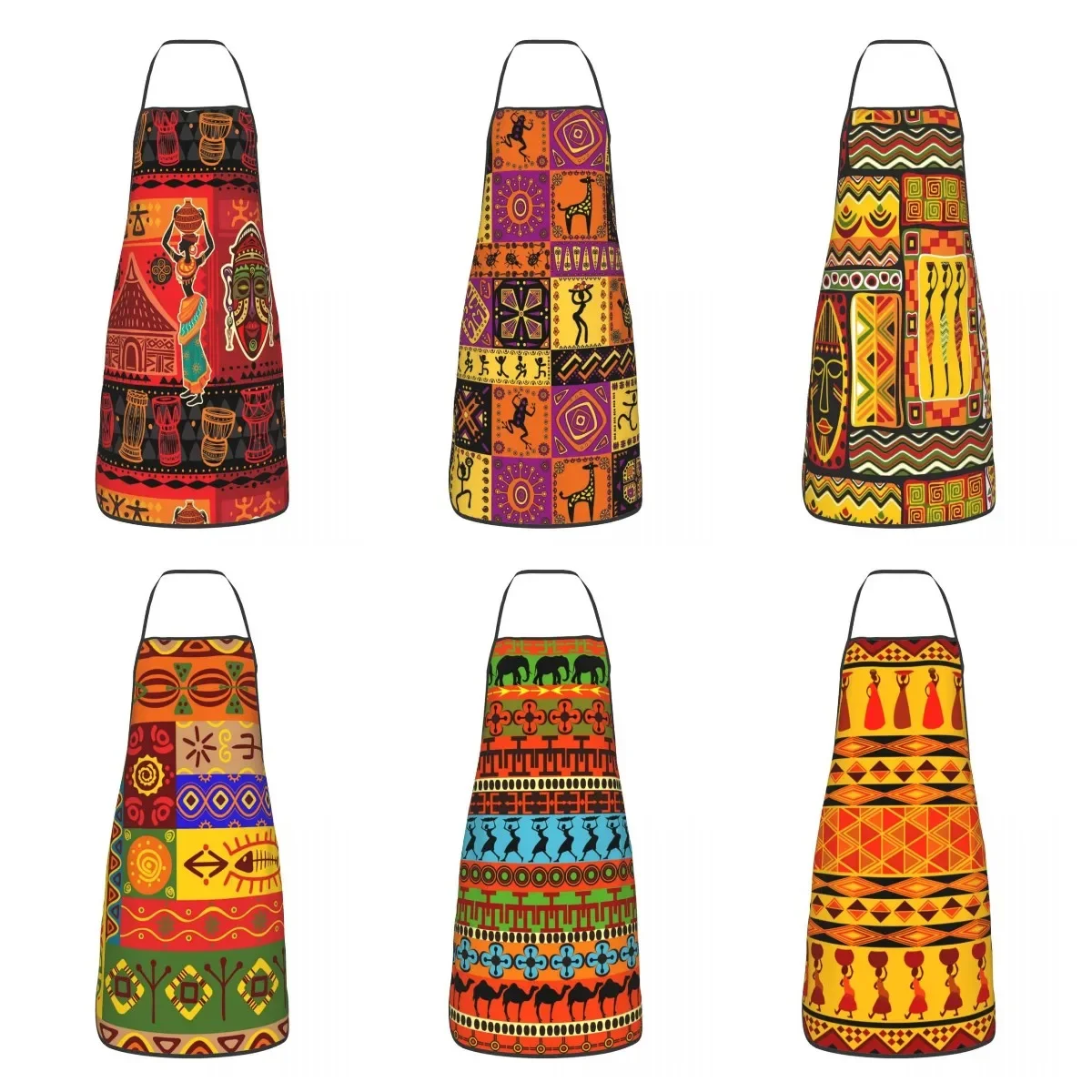 Bib African Ethnic Pattern Aprons for Men Women Unisex Adult Chef Kitchen Cooking Africa Style Design Tablier Cuisine Painting