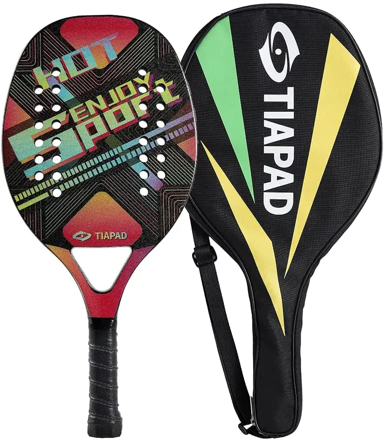 Professional Beach Tennis Racket with Bag, Carbon Fiber, Sand Grit Surface with EVA Memory Foam Core