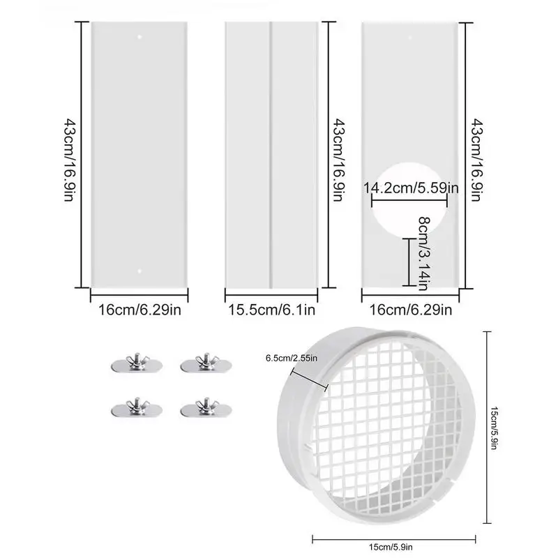 Window Duct Kit Window Dryer Vent Seal Panels Clothes Dryer Connector For Dryer Greenhouse Grow Tents Paint Room Garage And