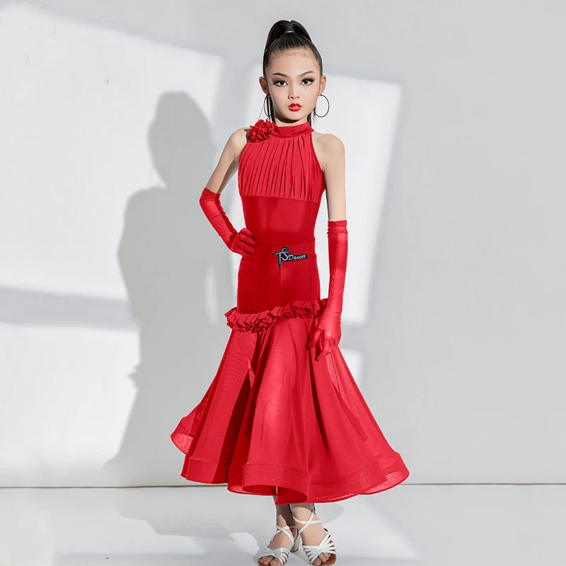 2023 Waltz Ballroom Dance Competition Dresses Girls Latin Dance Dress Kids Chacha Samba Modern Dancing Dresses Costume SL8847