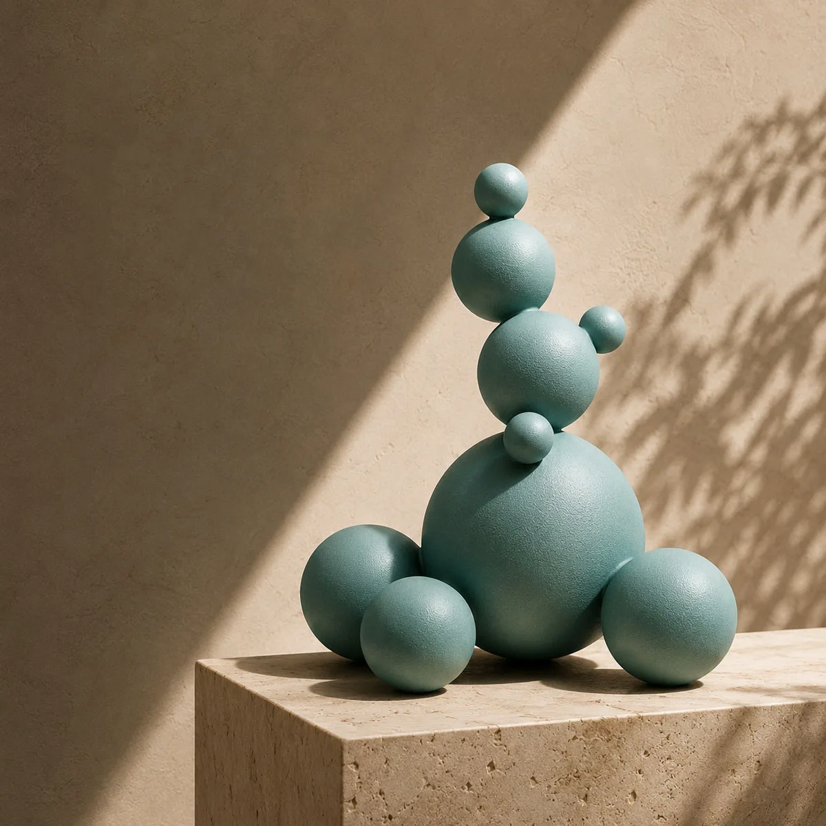 Modern Abstract Sphere Resin Sculpture, Teal Green Minimalist Home Decor Statue for Living Room Bookshelf Office Desk
