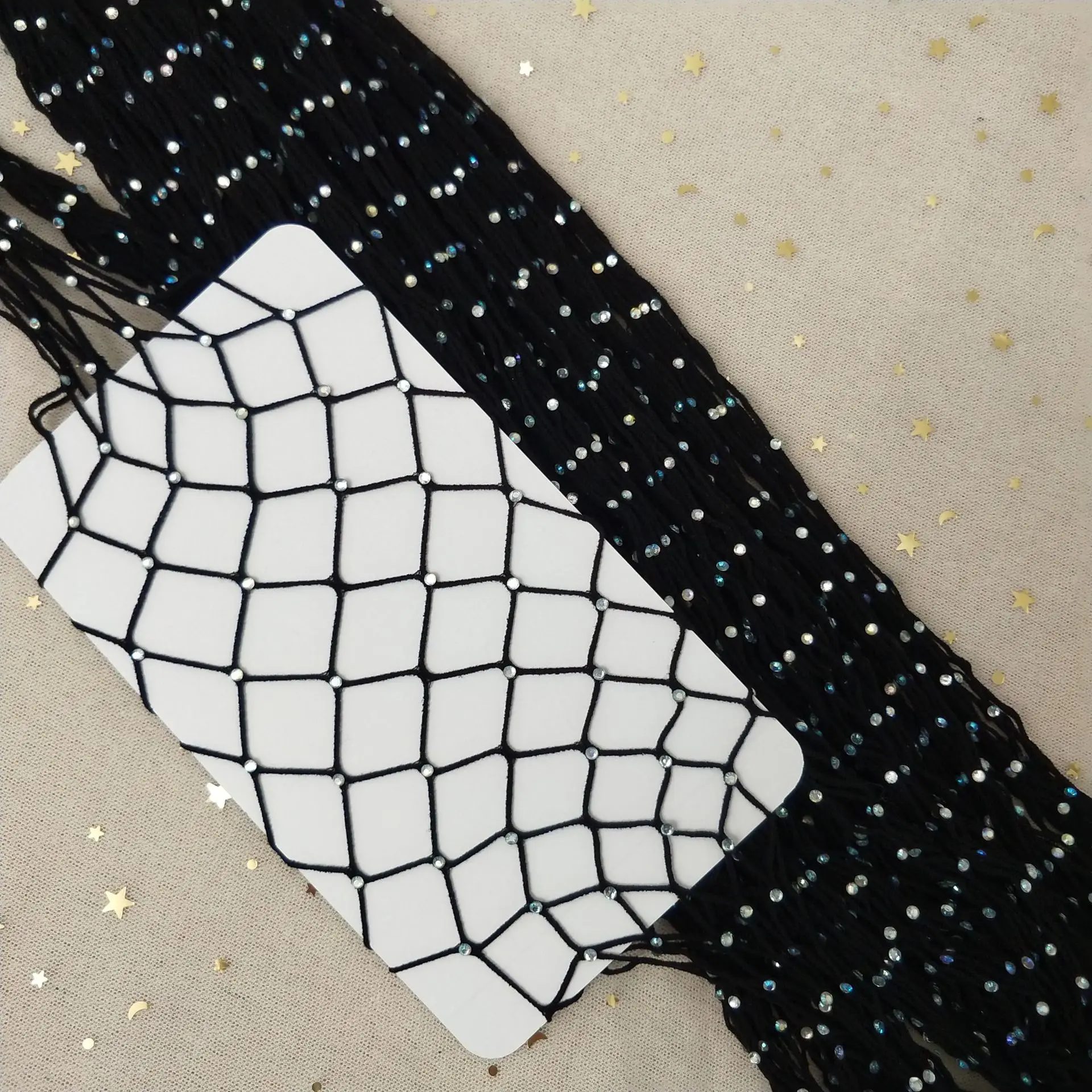Sexy Women Rhinestone Fishnet Tights Crystal Stockings Mesh Diamond Glitter Pantyhose Hollow Out Leggings Clubwear Pencil Pants