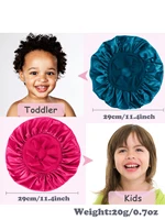 Silk Satin Bonnet for Kids Sleeping Cap - Elastic Wide Band Hair Bonnets,Ajustable Satin Bonnet with Tie 2