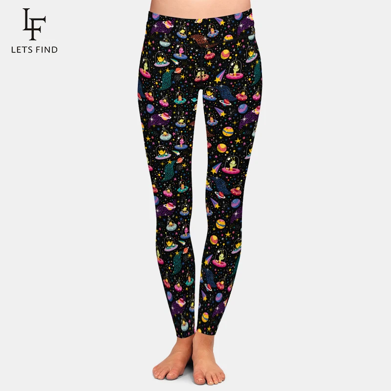 LETSFIND-Leggings con estampado 3D de Alien para mujer, pantalones elásticos de cintura alta, ajustados, para Fitness, Primavera