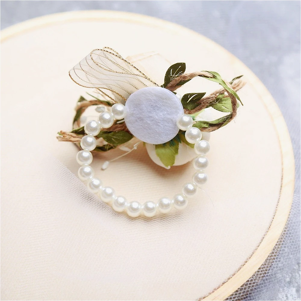 Corsage de pulso para noiva, retrô, flor, pérola, pulseira e boutonniere do noivo, casamento, casal, acessórios de casamento
