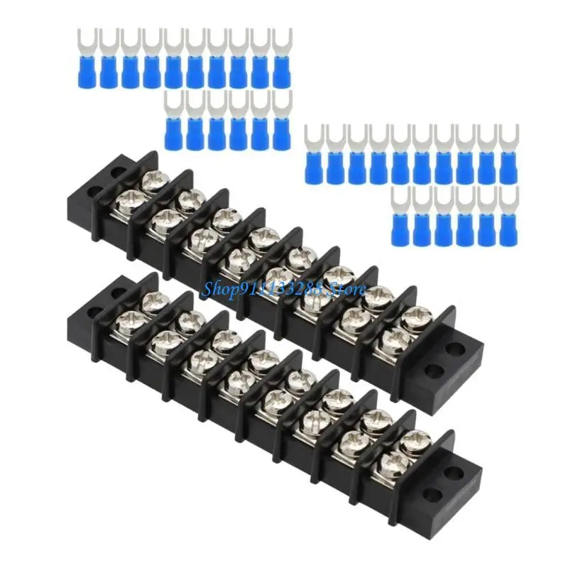 G88D 2pcs Double Row 2-12 Position Screw Terminal Blocks With Insulated Barriers For Secure Electrical Connection