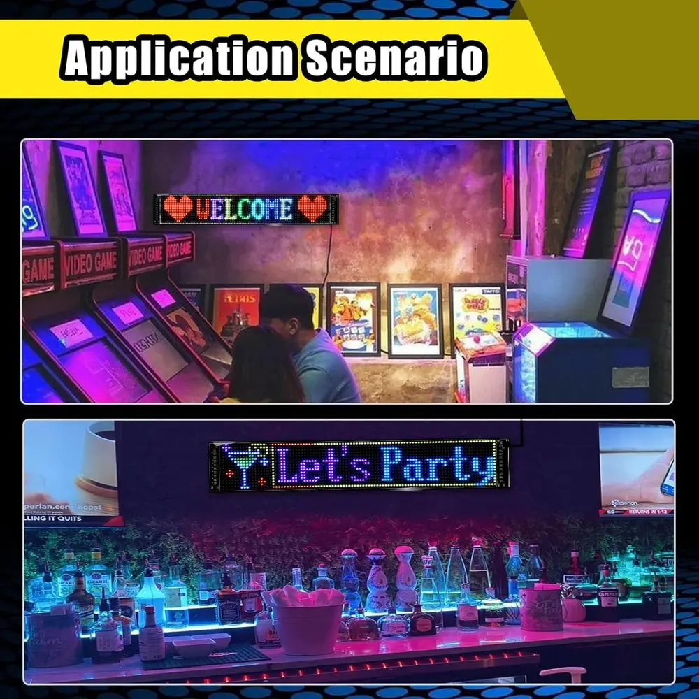 Progmable LED Sign | Mage Scrolling Display or Indoor | lexible Advertising Sign | Bluetooth APP | Custom Editor Animations/Text