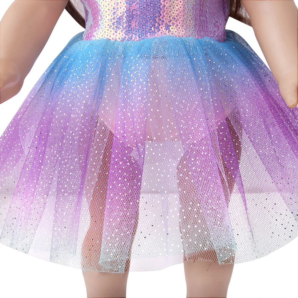 Beautiful Sequined Party Halter Neck Dress American 18 Inch Girl Doll Dropship Ours & Generation Toy Dolls Accessories Skirt