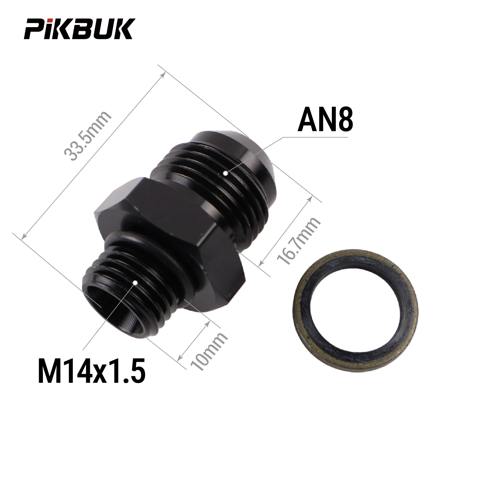 PIKBUK Aluminium AN6 AN8 AN10 AN12 auf M10/12/14/16/18/20/22x1.5 Adapter Flare-Fitting Auto-Schlauchanschluss Stecker Ölkühler-Anschluss