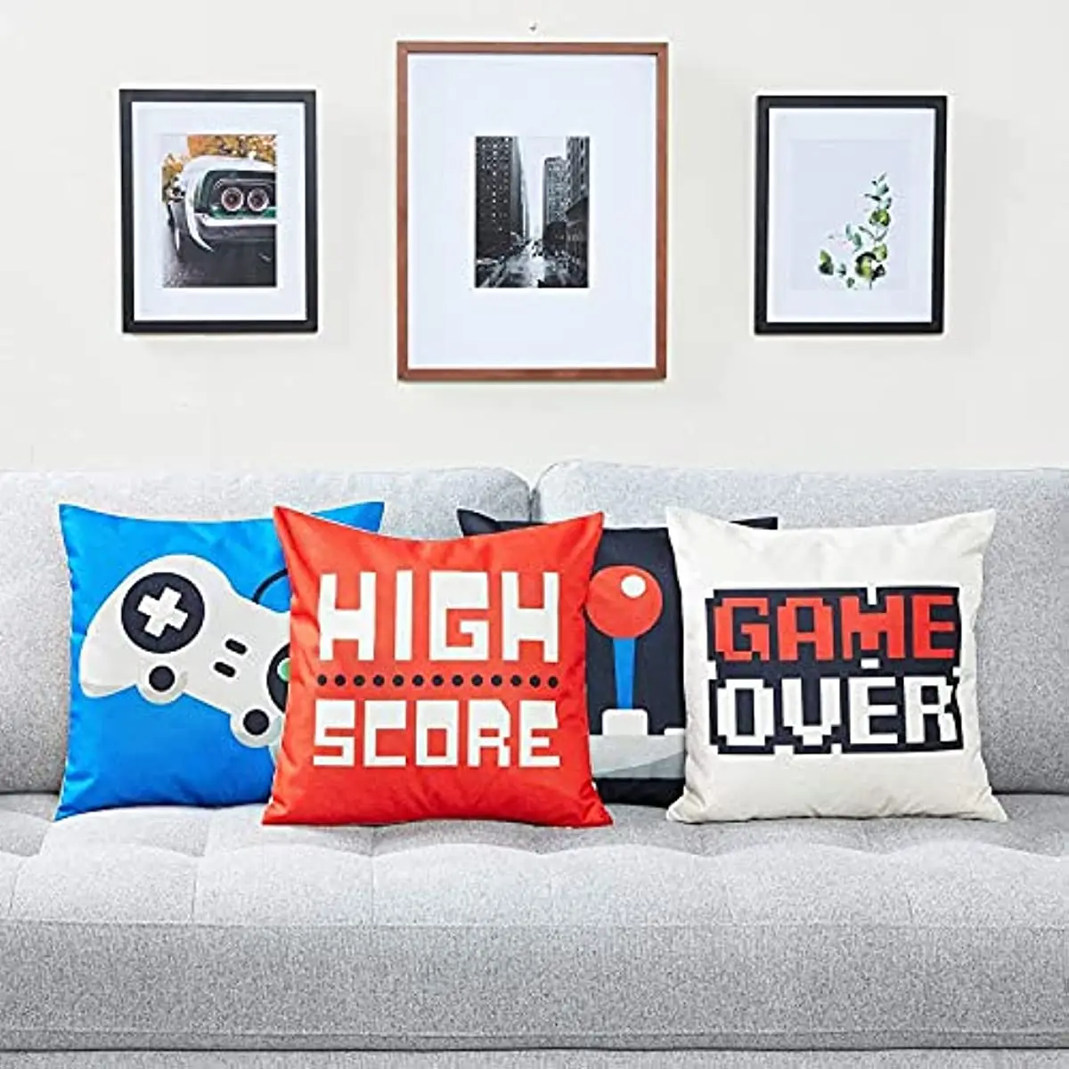 Game Controller Throw Pillow Covers Video Games Pillows Case 4 Pack Bed Boy Girl Kid Room Aesthetics Decorative Pillowcase