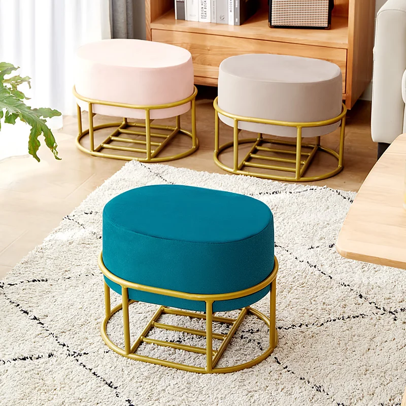 Home Furniture Pouffe Living Room Chair Soft Sofa Footstool Nordic Storage Ottomans Stools Oval Shoe Replacement Step Stool