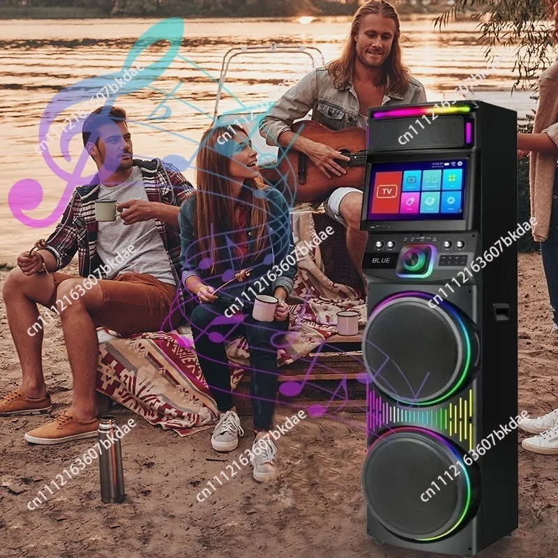 Outdoor Karaoke Speaker GD-1417 Touch Screen RGB Light Emitting Diode 1000W/wi-fi Built-in Microphone Portable Party Speaker