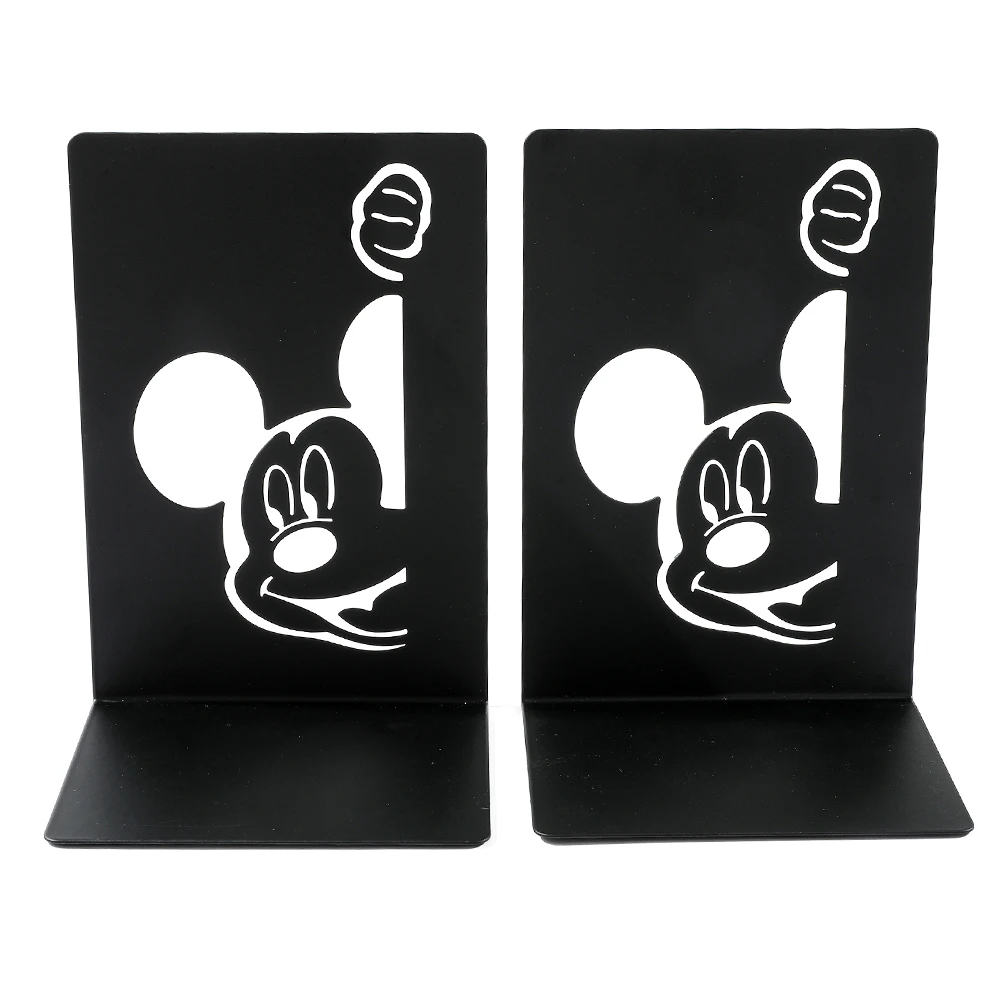 2pcs Anime Disney Mickey Bookends, Fans Collection Non-slip Metal Bookends Office Bookends Organise Desktop Bookends