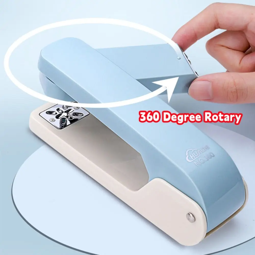 Stapler Logam Kreatif Stapler Panjang Mudah Putar 360 Derajat Menggunakan Staples 24/6 26/6 Alat Jilid Manual Perlengkapan Penjilid Buku