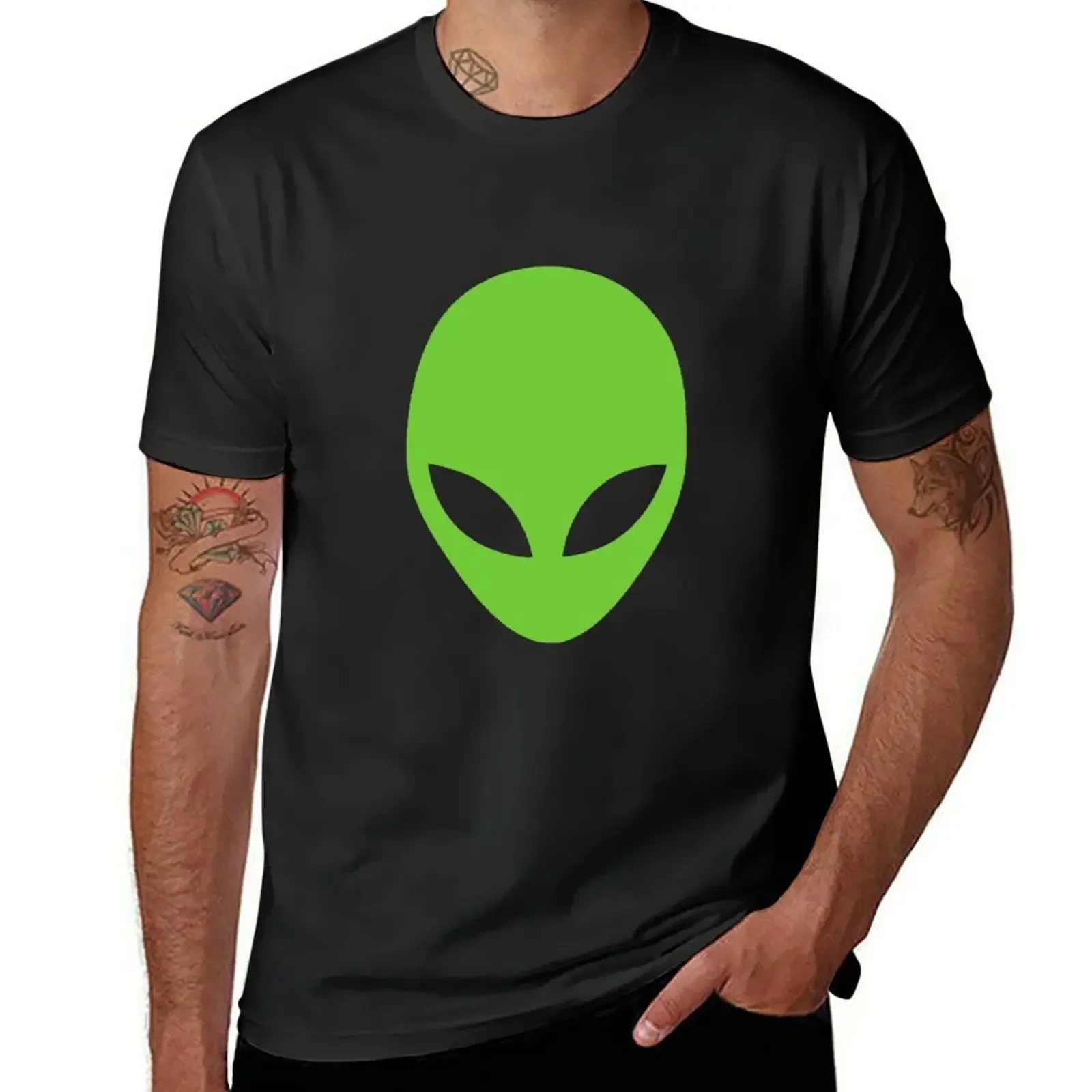 Summer customizeds sweat summer top Men's t shirts  Alien,Green Alien Head Shot T-shirt  men clothing  streetwear