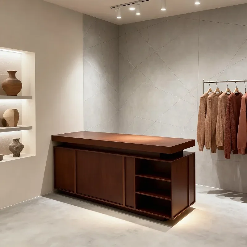 Clothing store checkout page Women's clothing store Bar counter Paint Zhongdao cabinet Display stand Beauty salon Reception